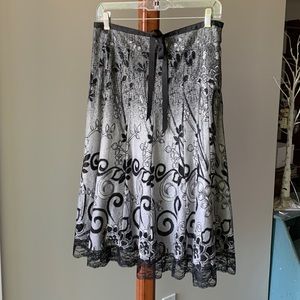 Sexy Black Skirt with Lace and Glitter Accents M